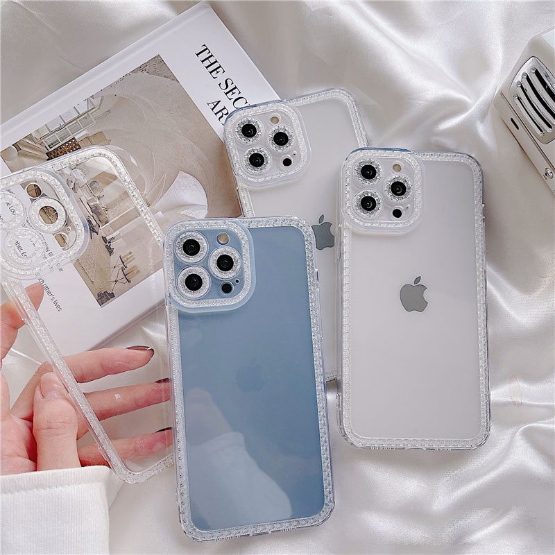 Casing Silikon Iphone 13 Pro Max 13 Pro Max 12 Pro Max 11 Pro Max 7 Plus 8 Plus Xr Aksen Berlian Imitasi