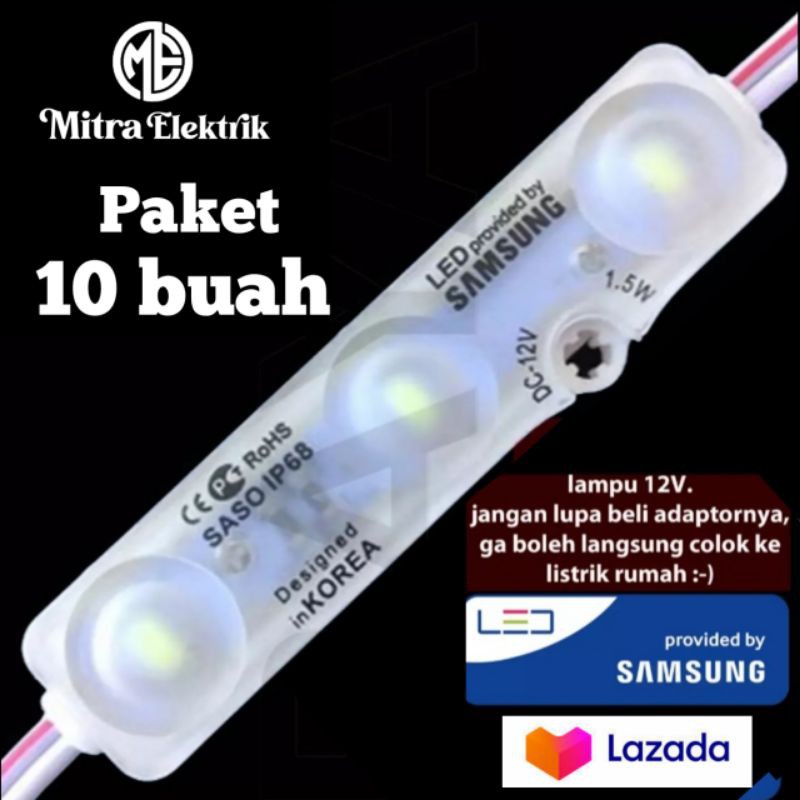 Lampu LED modul SAMSUNG SMD saso IP68 5730 AC 12v 1,5watt warna warni