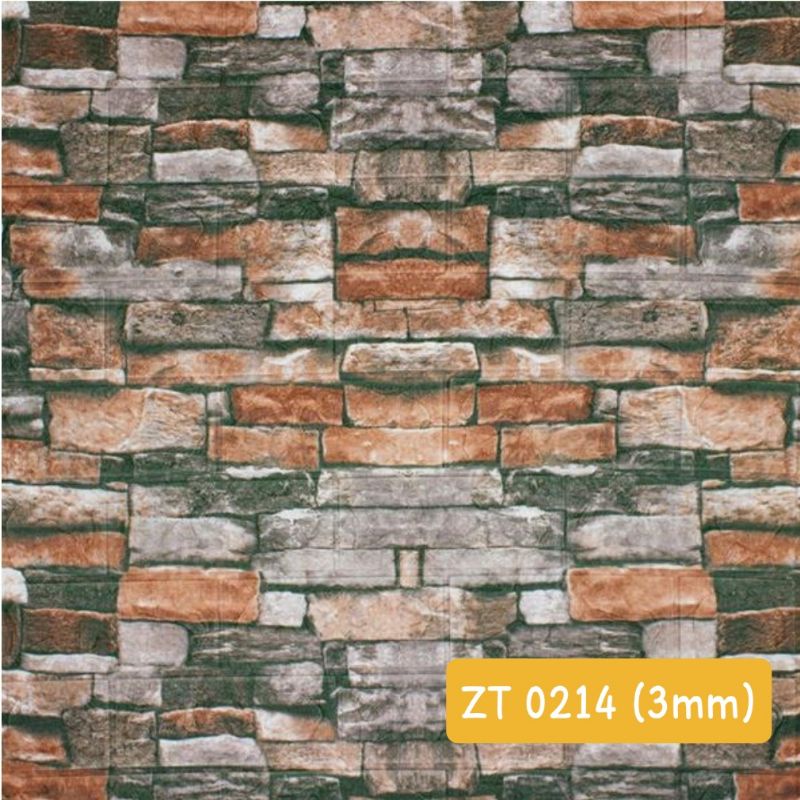 WALLPAPER FOAM 3D TIMBUL BATA ALAM / BATU BATA MERAH MARMER TINGGAL TEMPEL HIASAN PEREKAT DINDING-ZT 0214 batu lumut