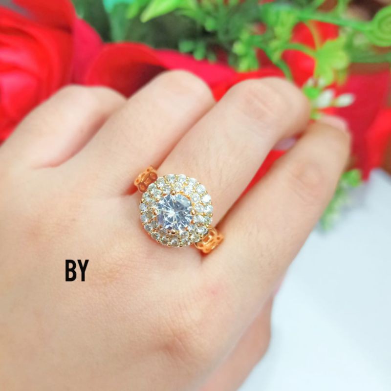 TERBARU CINCIN WANITA DEWASA TITANIUM LAPIS EMAS 22 K GOLD ANTI KARAT