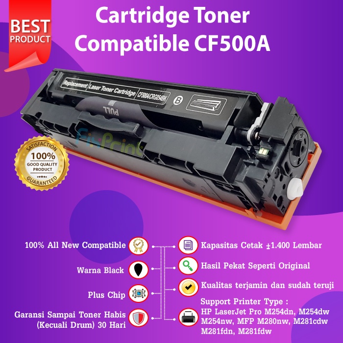 Cartridge Toner Compatible 202A CF500A CF501A CF502A CF503A HP Printer M254dn M254dw M280nw M281cdw