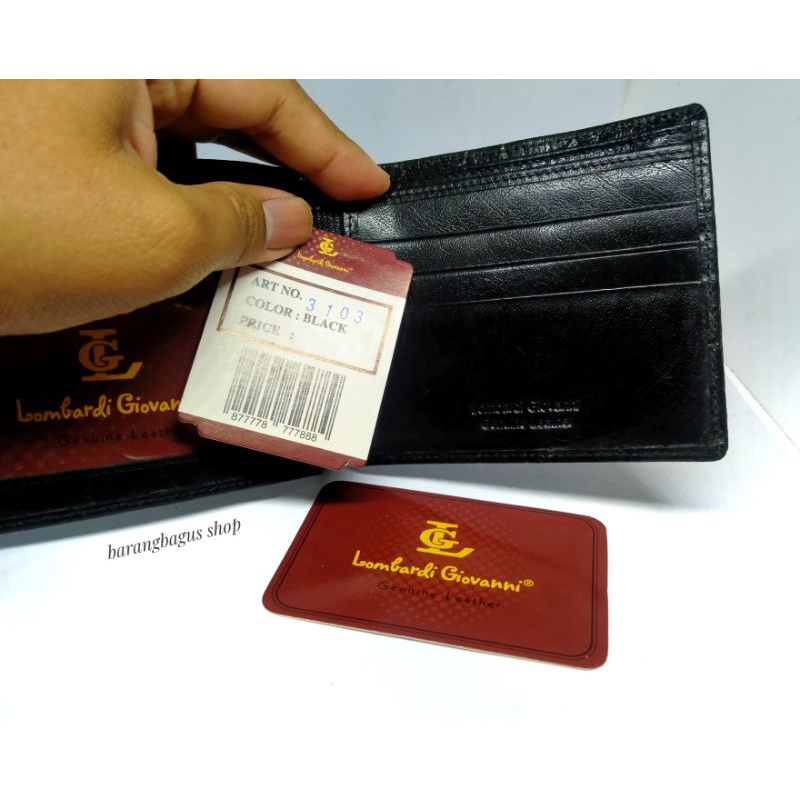 Dompet original kulit asli pria Lombardi Giovanni model serat urat kayu