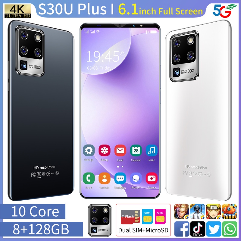 S30 Plus Ponsel Pintar  5G Handphone  8 + 128 GB Memori Layar 6,1 inci Kartu Ganda Dual Standby Siaga Ultra-Panjang Kamera Definisi Tinggi Ponsel Android