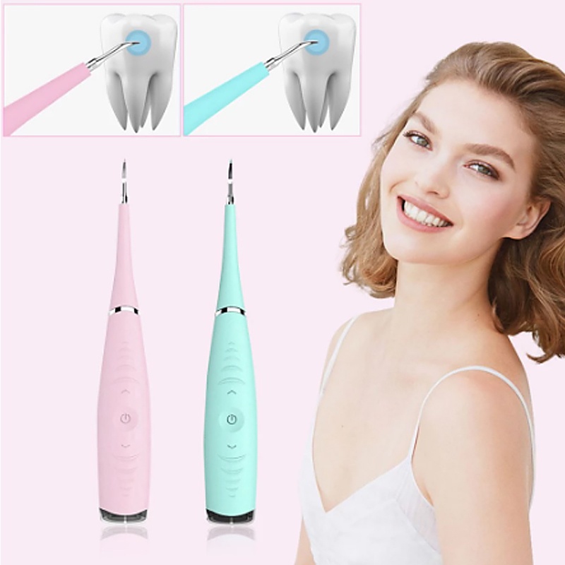 karang gigi Portable Electric Sonic Dental Scaler Tooth Cleaner Calculus Stains Tartar Remover Dentist Teeth Whitening Tool USB Rechargable