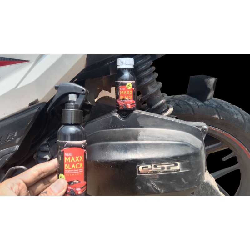 penghitam dashboard motor dan mobil permanen isi 100 ml,penghitam original,knalpot,spakboard,bumper