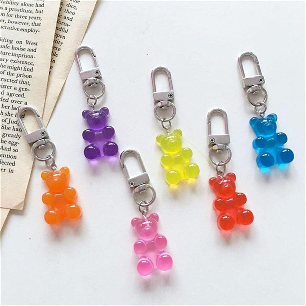 QUINTON Gantungan Kunci Pasangan Kekasih Gummy Bear Earphone Cover Teddy Charm Trinket Aksesoris Fashion