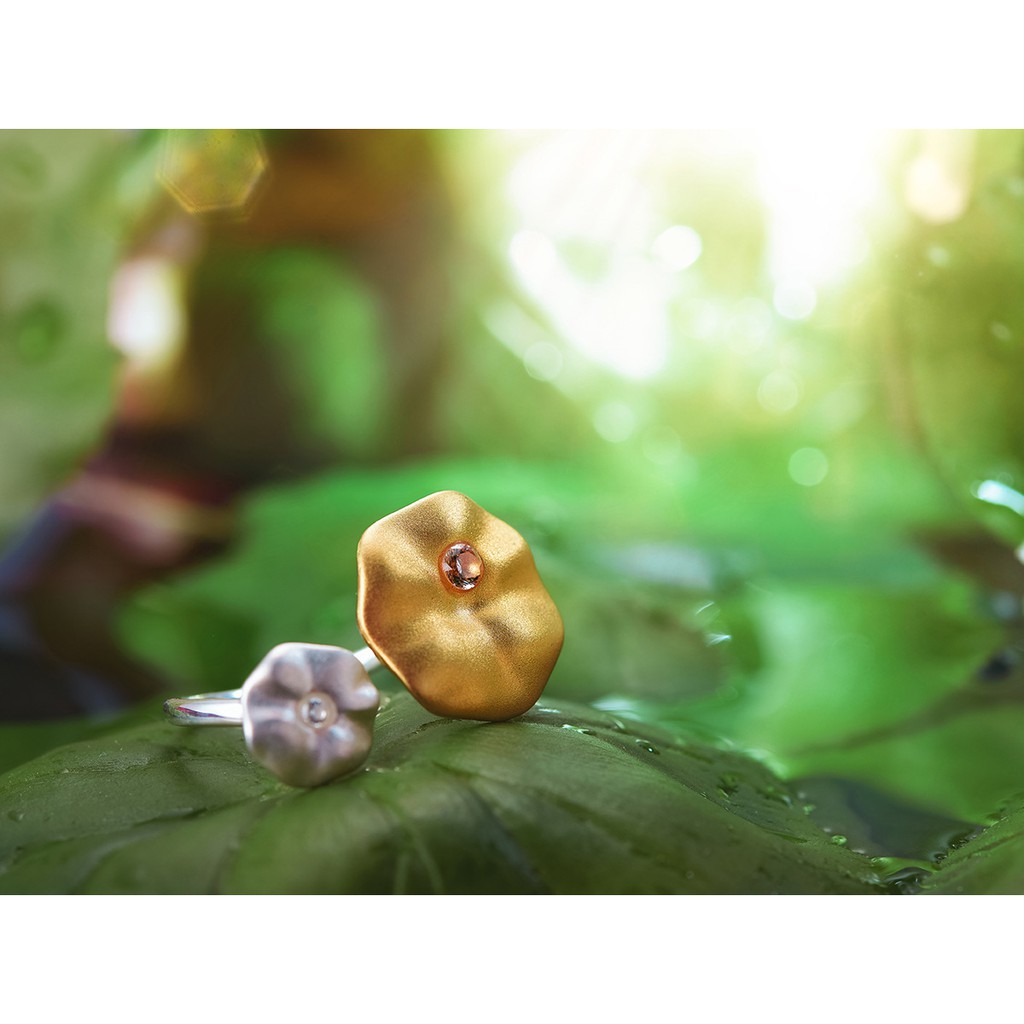 SERI SERI Cincin Wanita Perak 925 Asli Lotus Leaf Daun Lotus Sterling Silver Adjustable Ring
