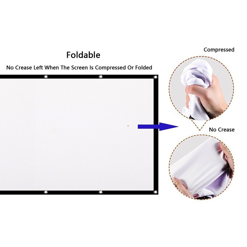 Foldable 100-Inch Portable Projector Screen Polyester Fabric by ROCKWARE