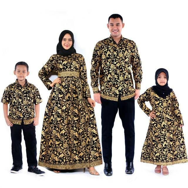 Saroja (053) Couple Keluarga Batik Gamis Batik Katun Premium Motif Bakung