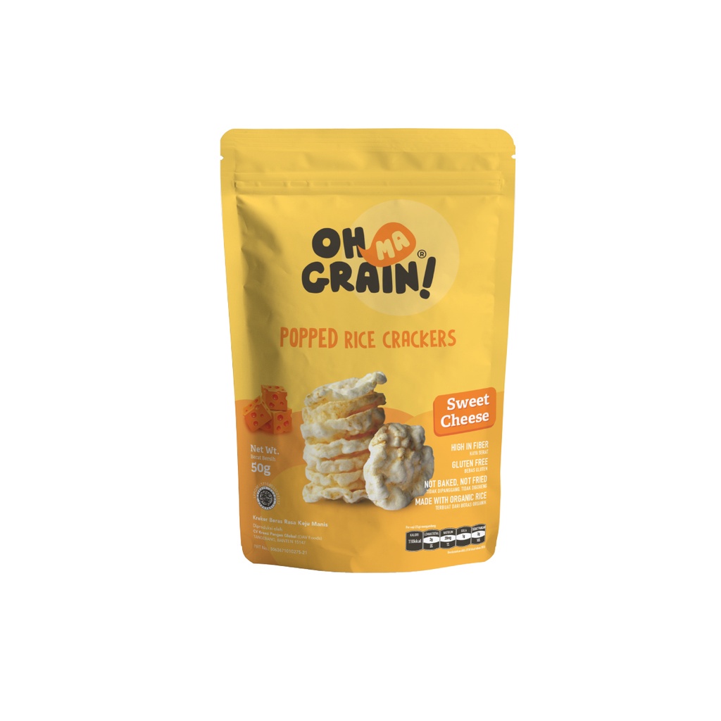 Oh Ma Grain, Organic Brown Rice Cakes Sweet Cheese 50 gr