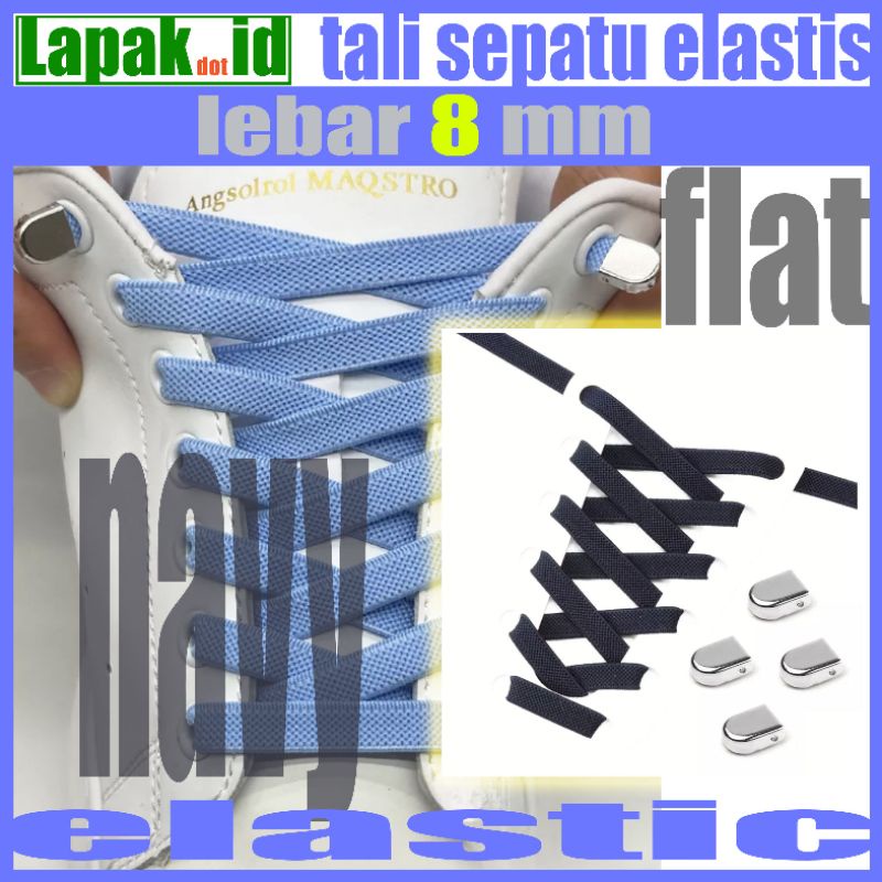 tali sepatu elastis flat lebar dengan metal lock