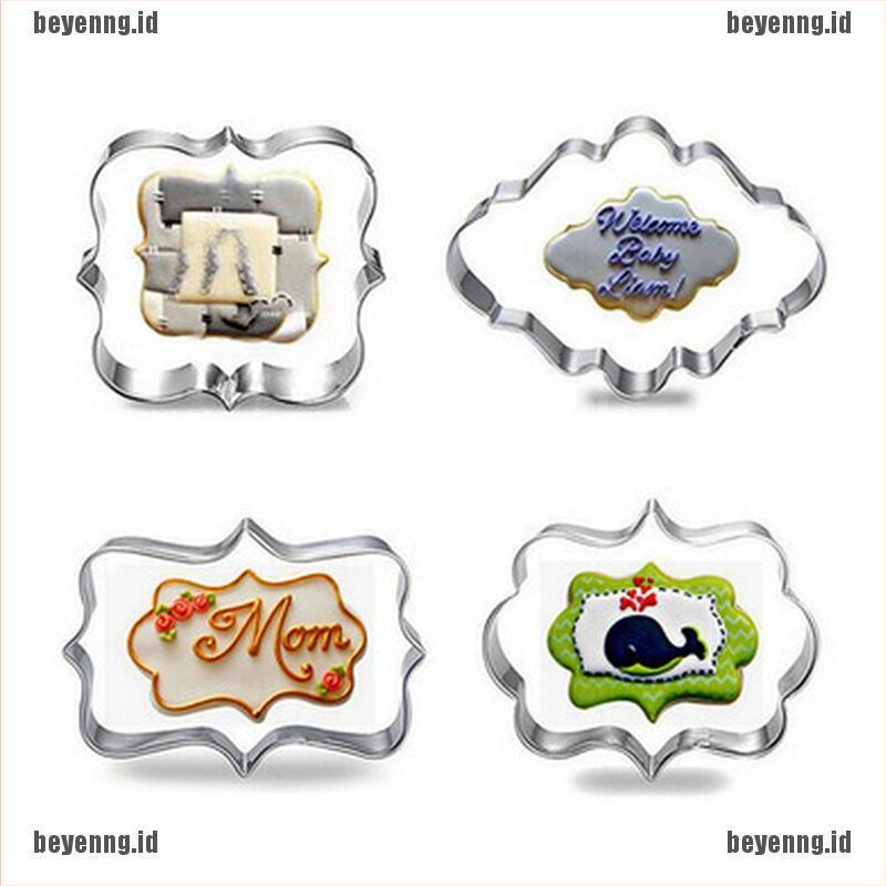 Bey 4pcs / Set Cetakan Pemotong Biskuit / Cookies / Sugarcraft Bentuk Frame Foto 3d Untuk Dapur