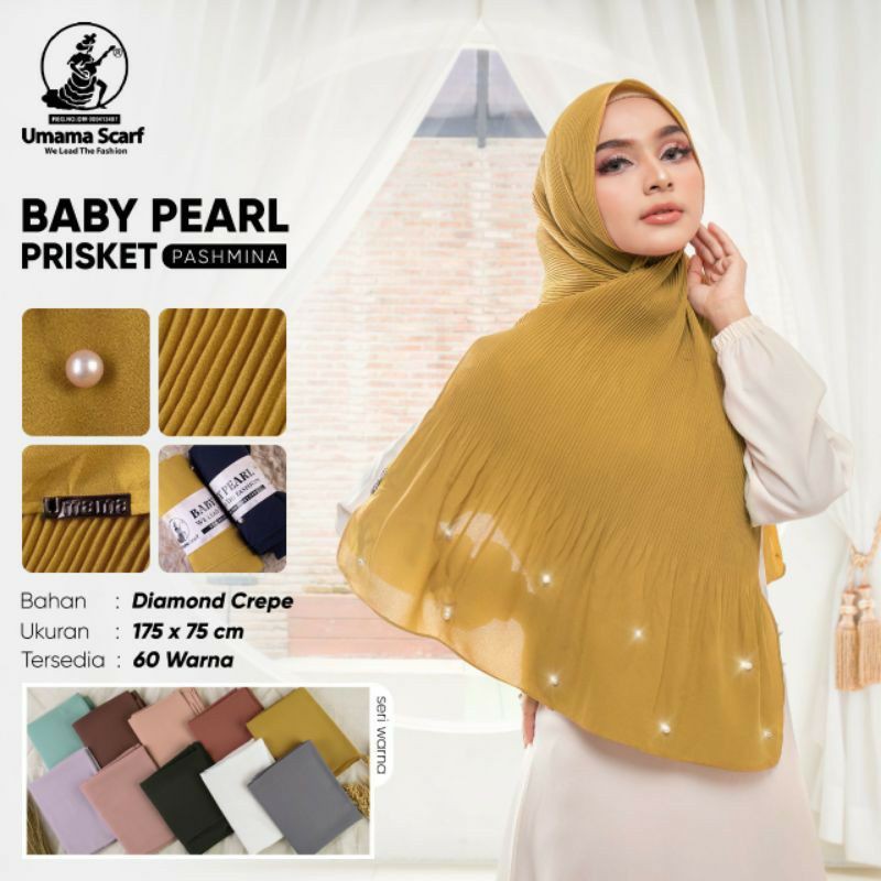 Pashmina Plisket Baby Pearl Prisket Ori Umama Prisket Pleated Shawl