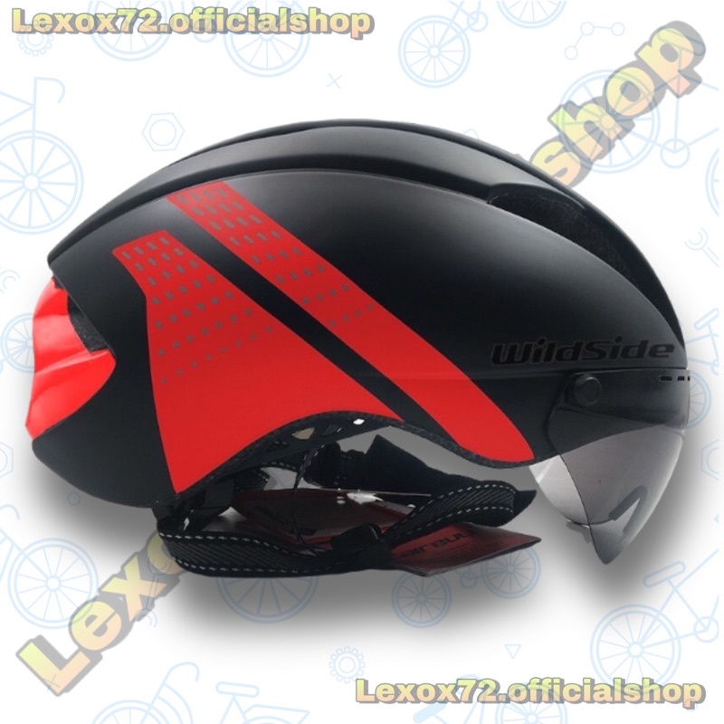 YOHOO-BIKE Helm Sepeda Cycling Bike Helmet Visor Removable Lens - TT-32 - Black/Red