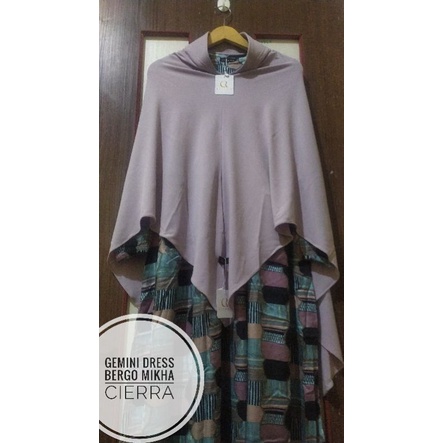 Gamis dress gemini cierra dan bergo Mikha lilac set