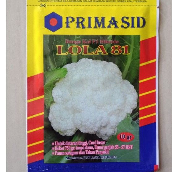 10 gr Benih Kembang Kol Lola 81 Bibit Bunga Brungkul Hibrida Brokoli Putih Primasid