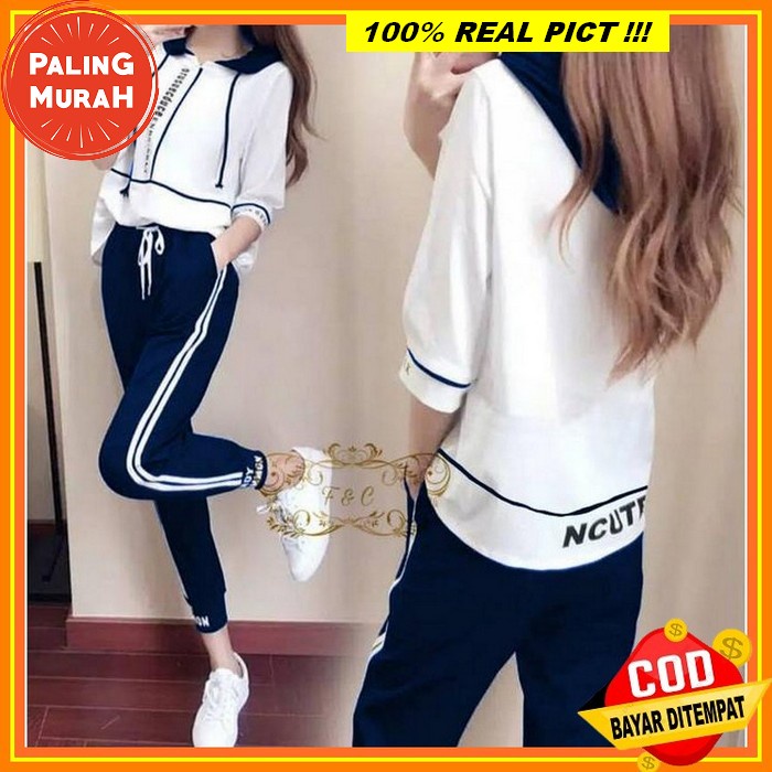 Baju Senam Wanita 1 Set Muslimah / Kaos Olahraga Setelan Training Muslimah Setelan Olga Baju Olahrag