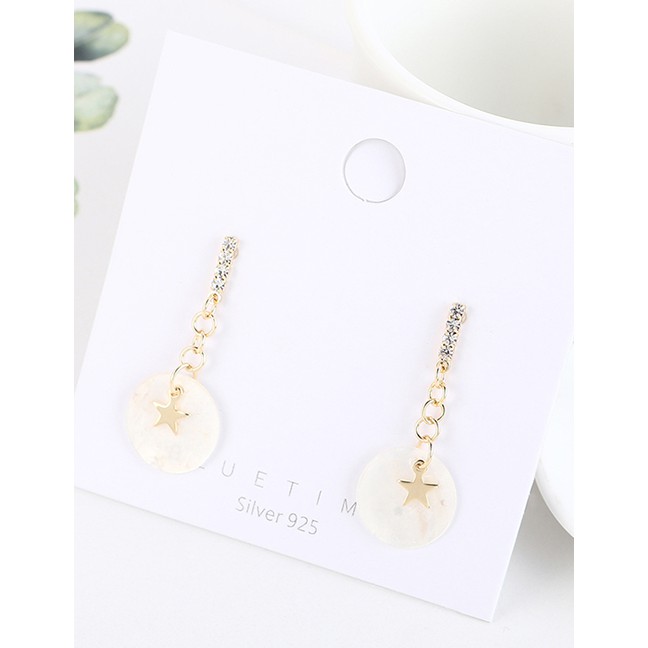 LRC Anting tusuk Fashion Golden Gold-plated Fringed Diamond Star Earrings Y63249