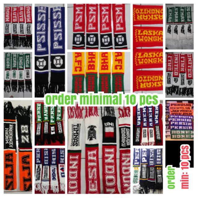 SYAL. RAJUT. BOLA PERSIB .PERSEBAYA. PERSIJA. AREMA. TIMNAS INDO DLL..12.500 MIN 10 pcs