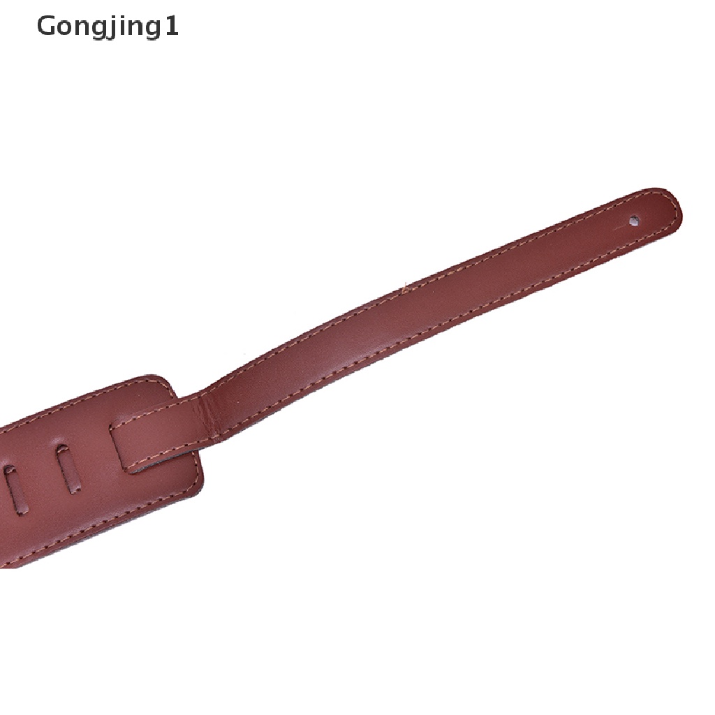 Gongjing1 Strap Adjustable Bahan Kulit Tebal Lembut Warna Coklat Untuk Gitar Akustik / Elektrik / Bass