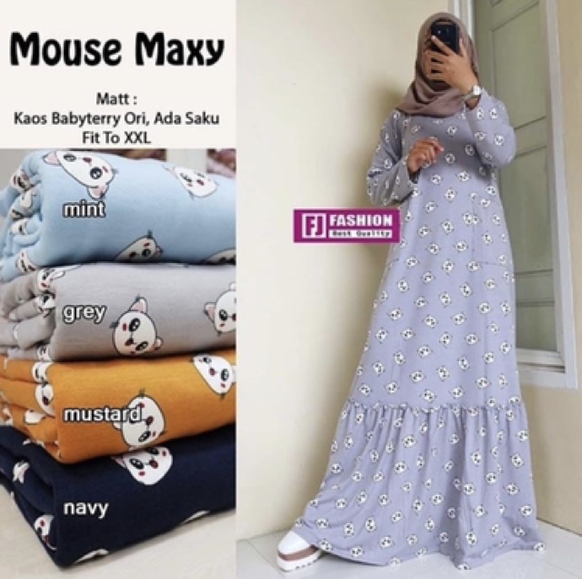 Mouse Maxy - GAMIS Babyterry Import TERBARU LD105 / Tebal &amp; Adem (Saku depan Kiri kanan)/  R.10 - 139-4741