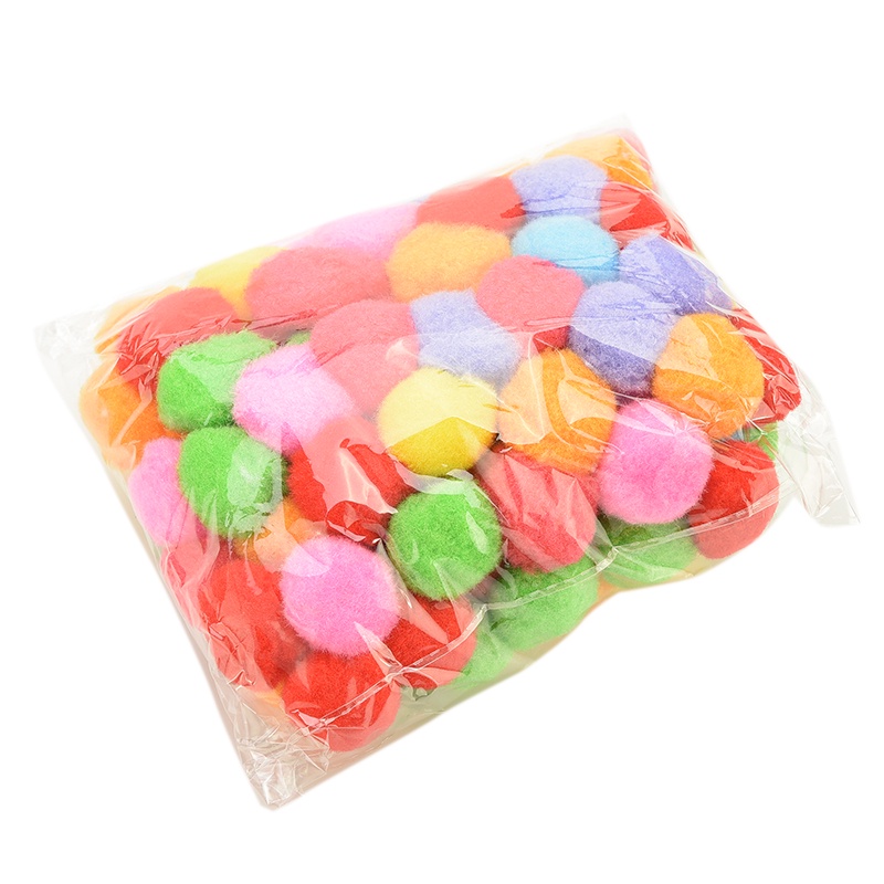 100 Pcs Pom Poms Lembut Warna Campur Ukuran 10mm 30mm 40mm Untuk Kerajinan Anak