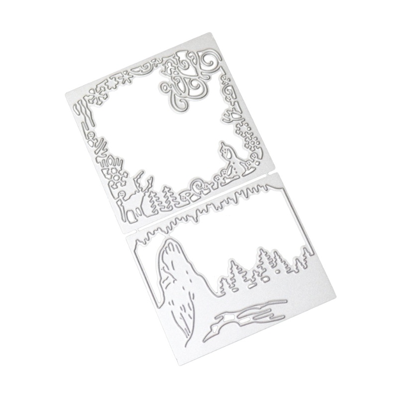 Cetakan Stensil Cutting Dies Motif Bingkai Natal Bahan Metal Untuk Scrapbook / Craft DIY