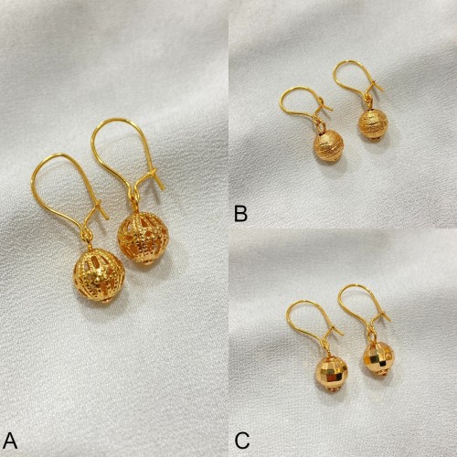 Anting Gantung Bola Kerawang Lapis Emas Yaxiya Jewelry Aksesoris Fashion Perhiasan Wanita Asesoris