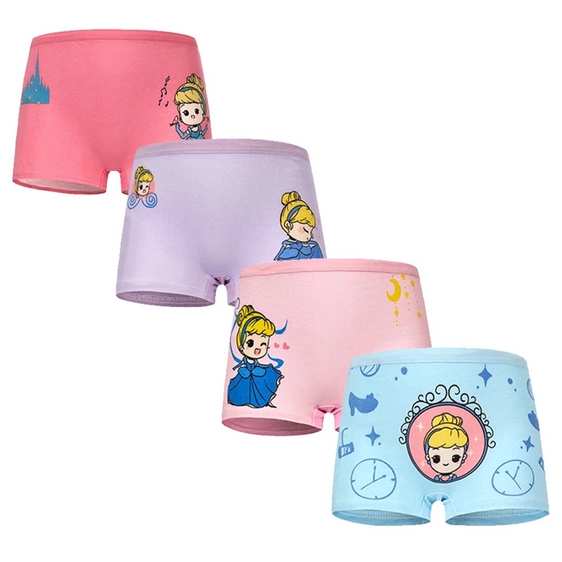 Celana Dalam Boxer Anak Perempuan Bahan Katun isi 4 in 1 Gambar Cinderella Boxer Anak Perempuan Lucu Celana Dalam Anak Cewe Bahan Katun