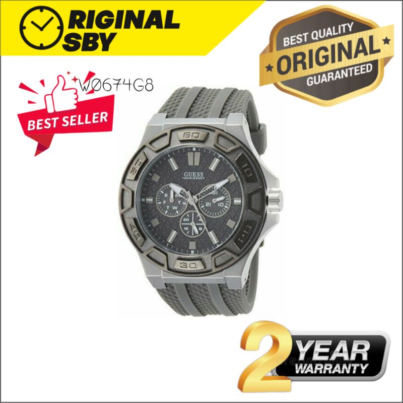 JAM TANGAN PRIA WANITA | RANTAI | KULIT | KARET | MURAH | pria gu3ss W0674G8 original - strap rubber