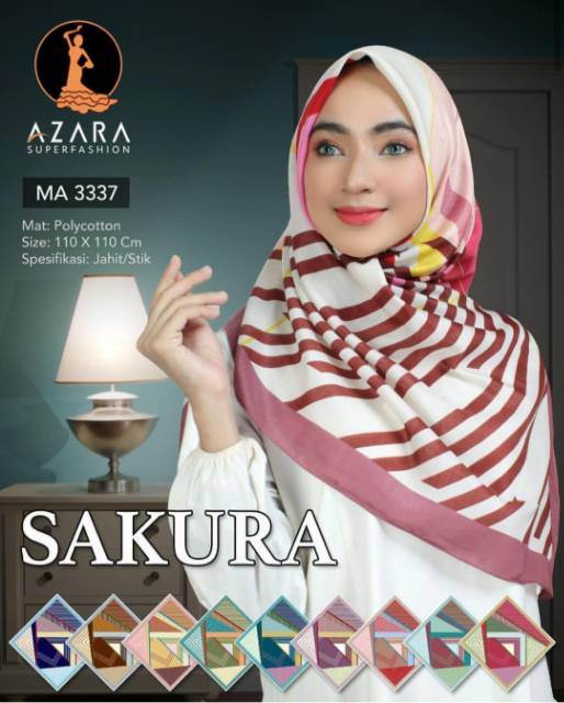 Jilbab segiempat motif / segi empat motif katun azara motif-6