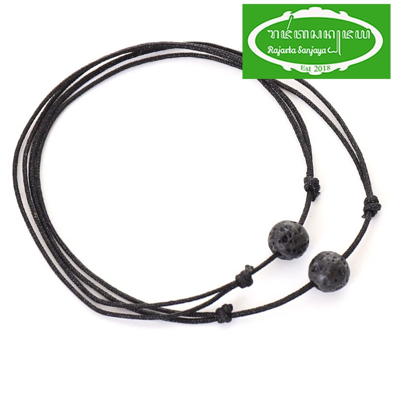 Gelang Pria Wanita Adjustable Tali Hitam Lava Pasangan Persahabatan