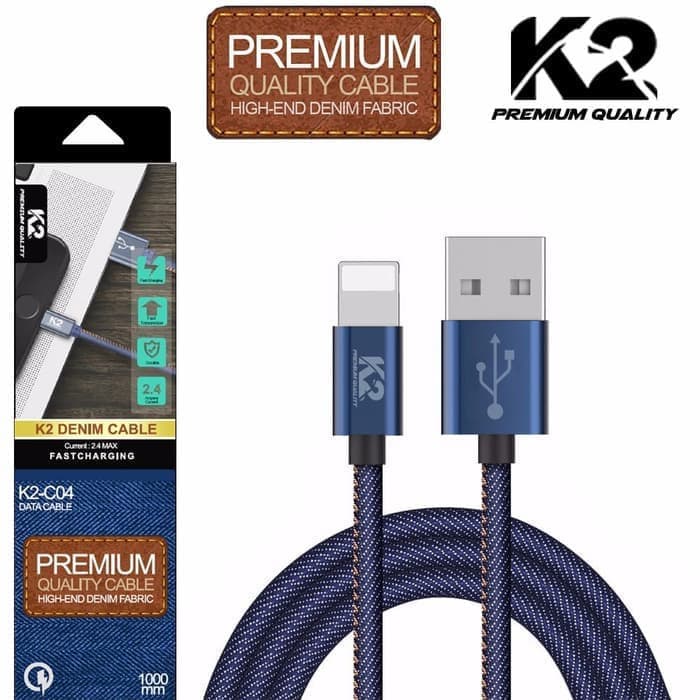 Kabel Data DENIM 2Meter 2 Meter K2 ORI K2 C07 Fast Charging Lightning MICRO TYPE C 1 METER 1METER 1M 1 M K2-C04 DENIM MICRO TYPE C LIGHTNING