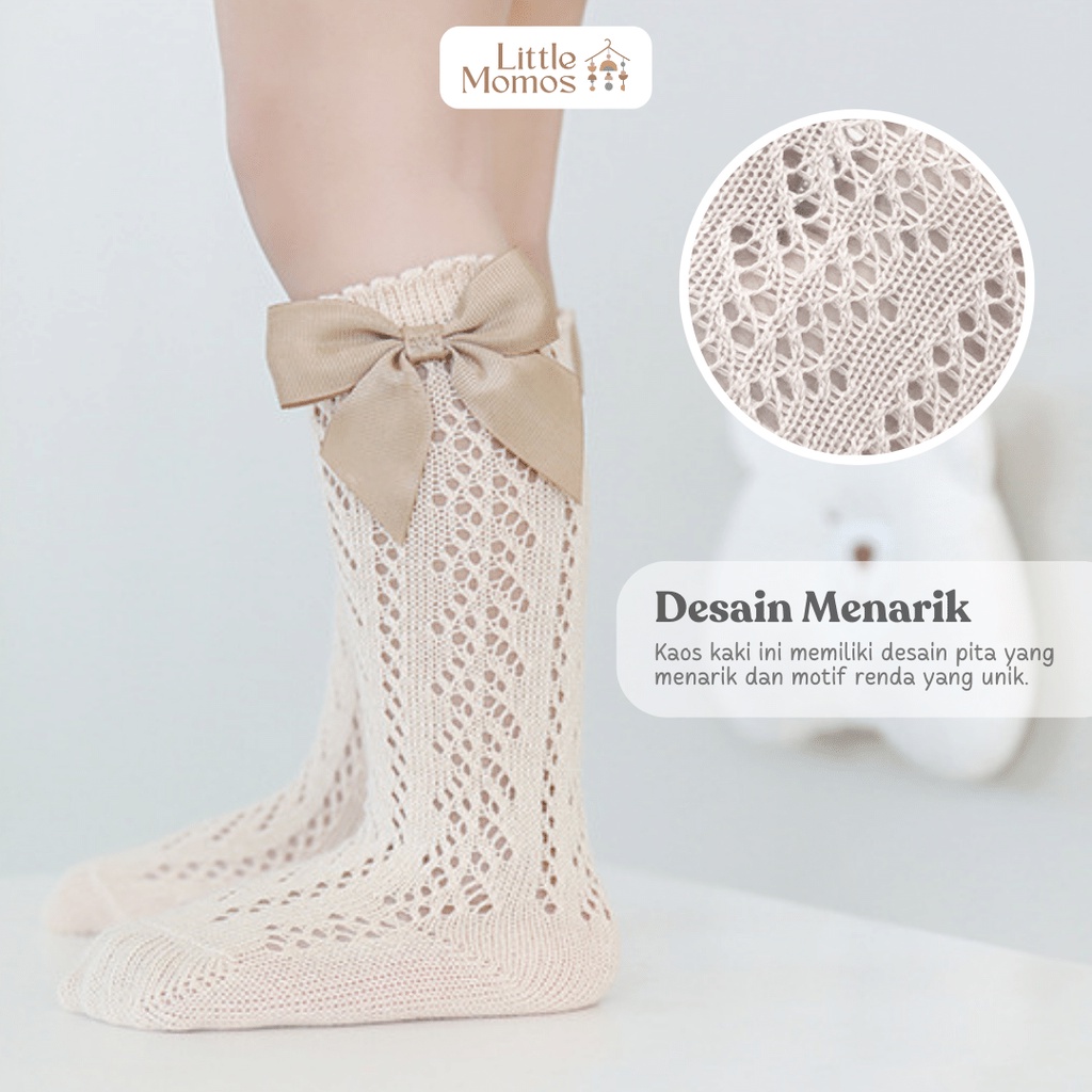 Little Momos Kaos Kaki Panjang Anak Bayi Pita 0-1 Tahun / Kaos Kaki Lace Anak Bayi