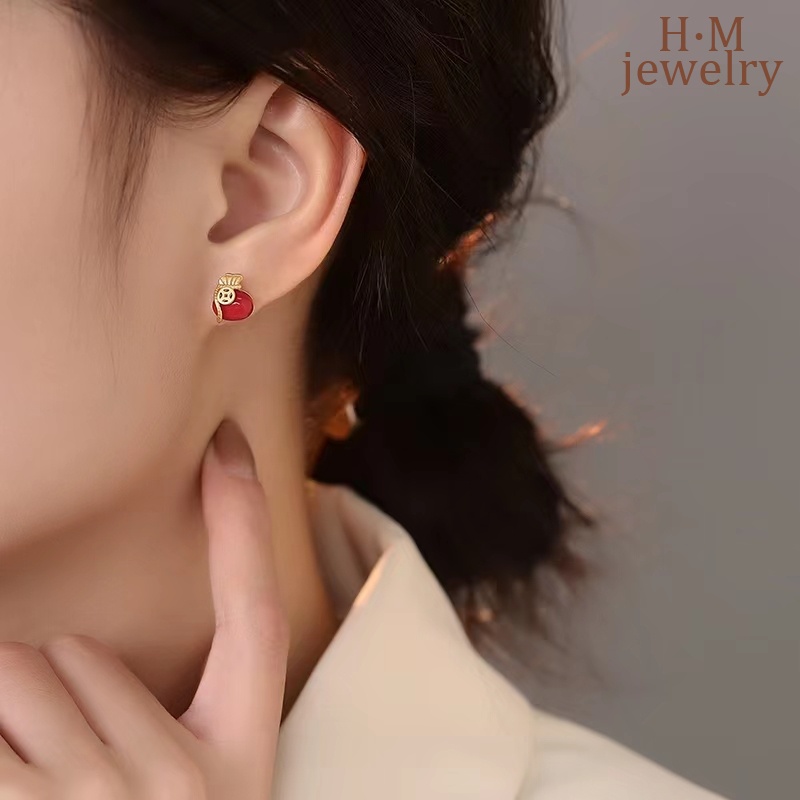 Anting Tusuk Sterling Silver 925 Dengan Batu Giok Hetian Untuk Wanita