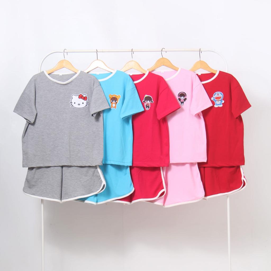 Baju Kaos Santai Setelan Rumah Anak Perempuan 5 - 12 tahun  Kualitas Import