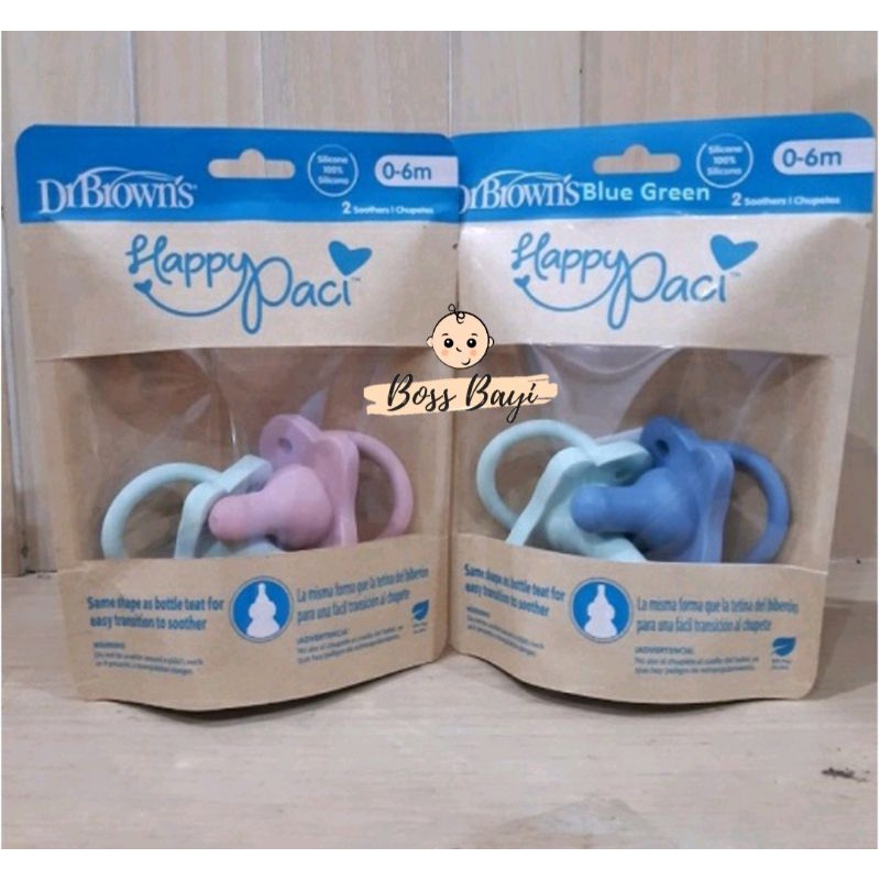 Dr.Brown's Happy Paci Pacifier - Stage 1 / Empeng Silikon Bayi 0-6bulan