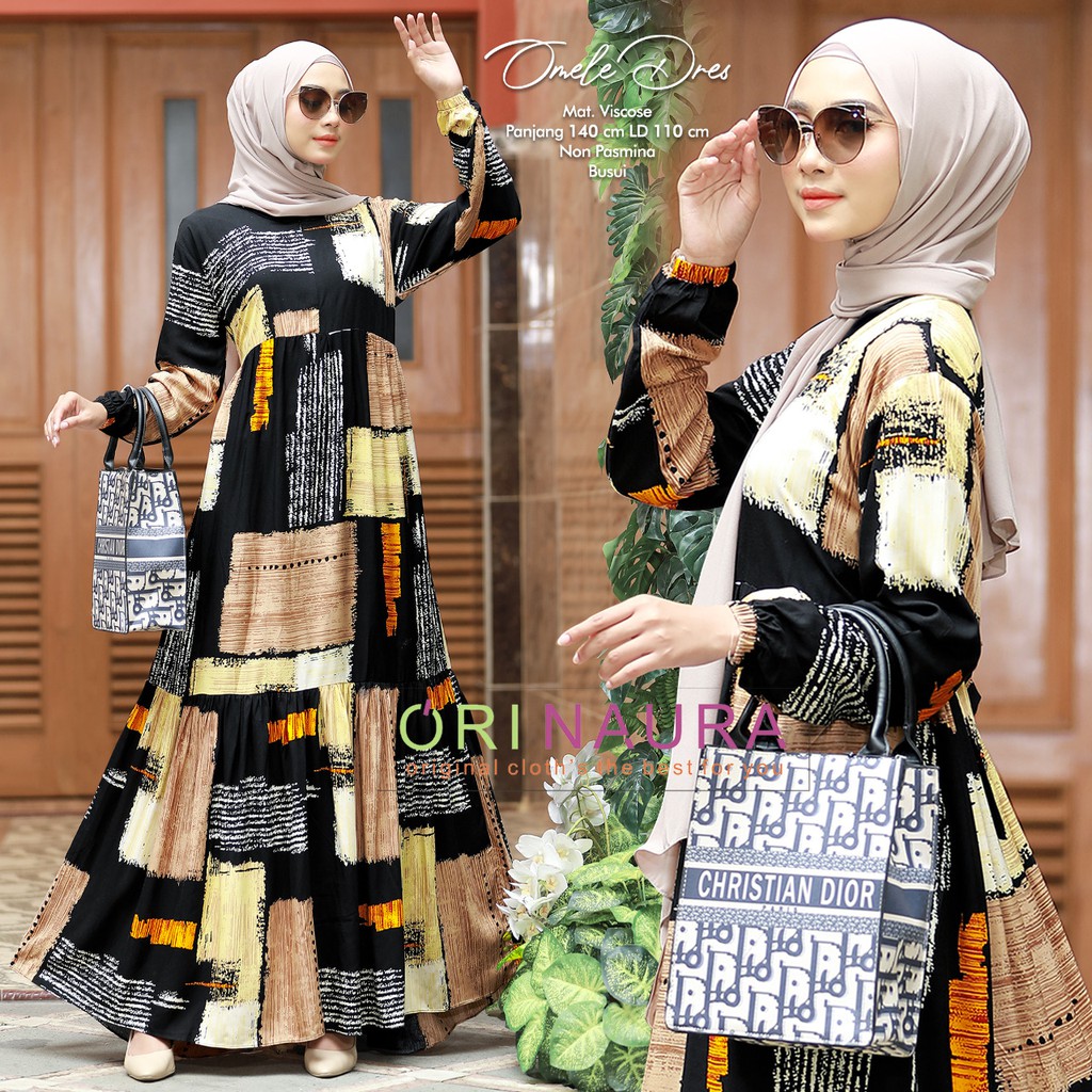 GAMIS OMELE LIZANITA MASYAFA MARKA FAISA FAYA ABSTRAK CARENINA SUN NANA CLODI DRESS ORIGINAL ORINAUR