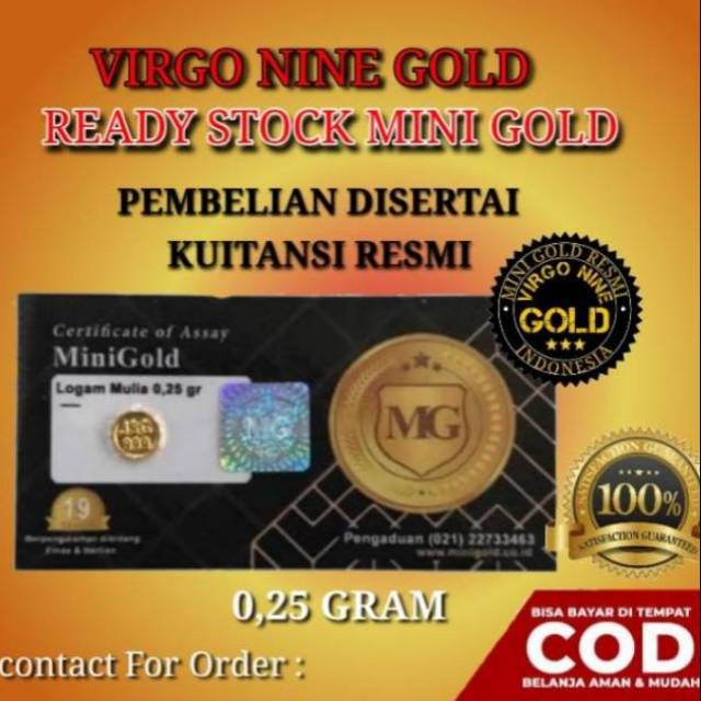 

PROMO MINI GOLD 0,25 GRAM ( 24 KARAT ) PEMBELIAN DISERTAI KUITANSI RESMI