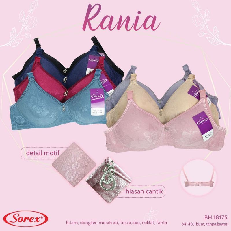 gof SOREX BH Tanpa Kawat 18174 &amp; 18175 Bra Busa Pakaian Dalam Wanita Bra Ukuran 34/38