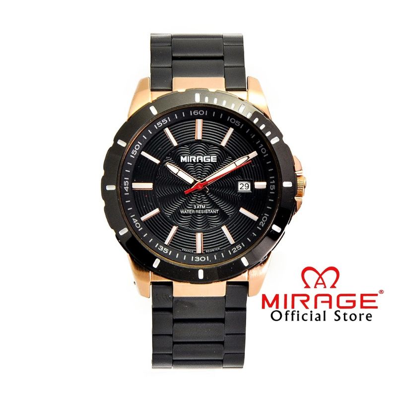 +MIRAGE Jam Tangan Pria Mirage 8549 Black Rosegold Original