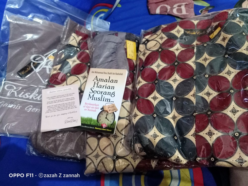 Riskirich Maezurra Gamis Batik Kombinasi Polos