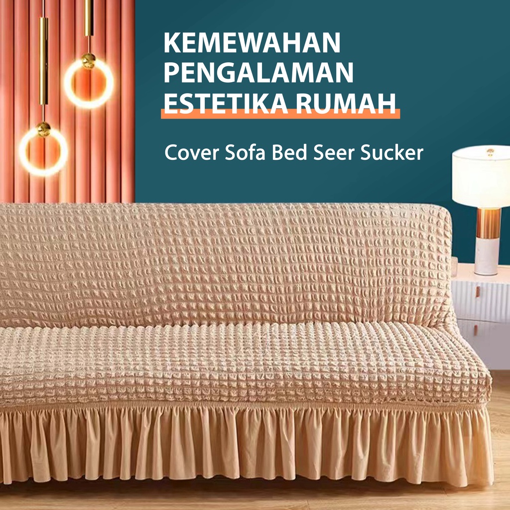 Cover Sofa Bed Sarung Sofa Bed Elastic Sofa Bed Cover With Skirt / Penutup Sarung Alas SofaBed Elastis Tebal Polos Renda