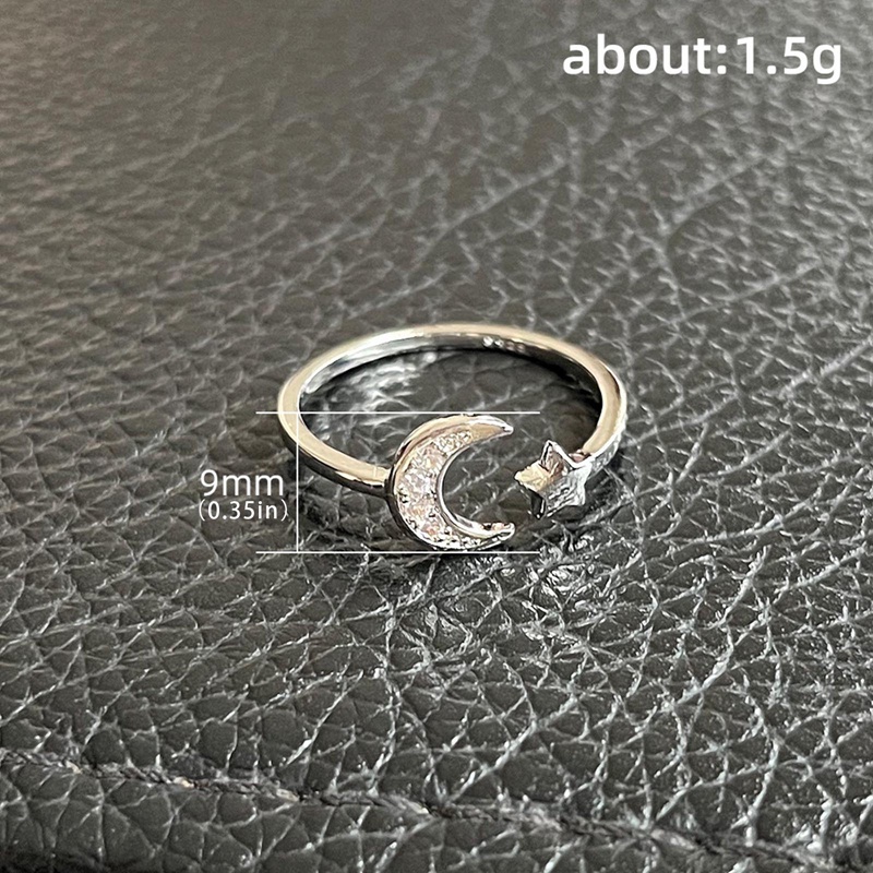 Cincin Wanita Model Terbuka Desain Bulan Dan Bintang Untuk Pesta Pernikahan