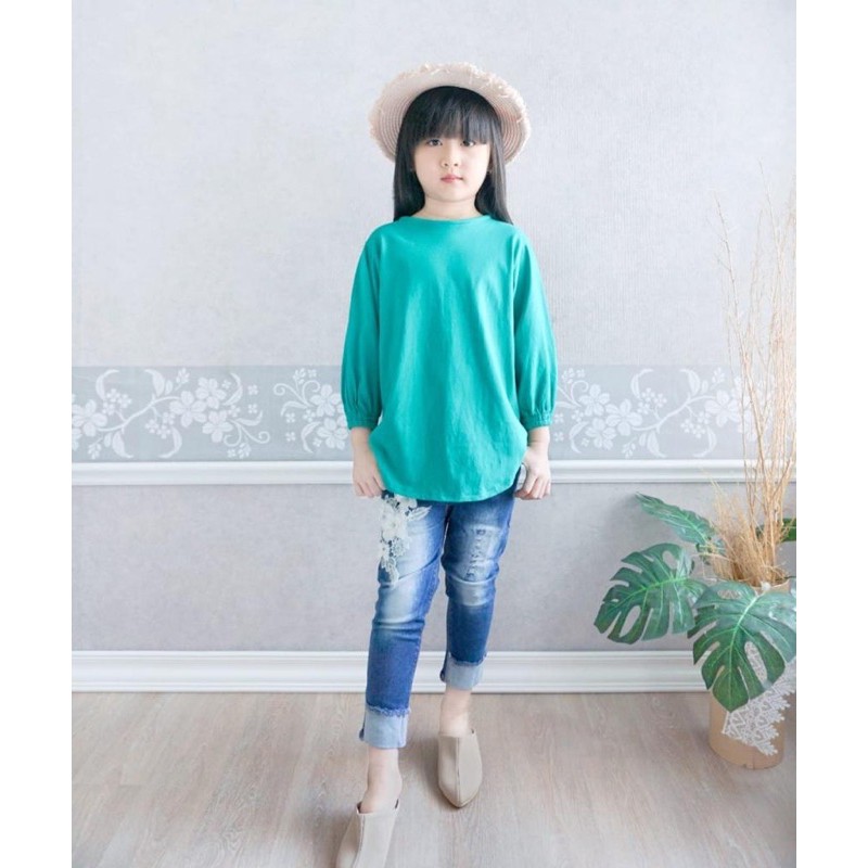 atasan kaos basic top untuk anak usia 4-8 tahun nablfashion