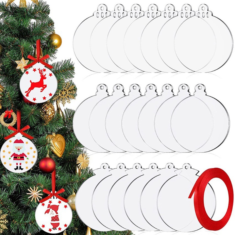 30 Pcs Ornamen Disk Kosong Bahan Akrilik Ukuran 7.5cm / 2.95in Untuk Kerajinan Pohon Natal