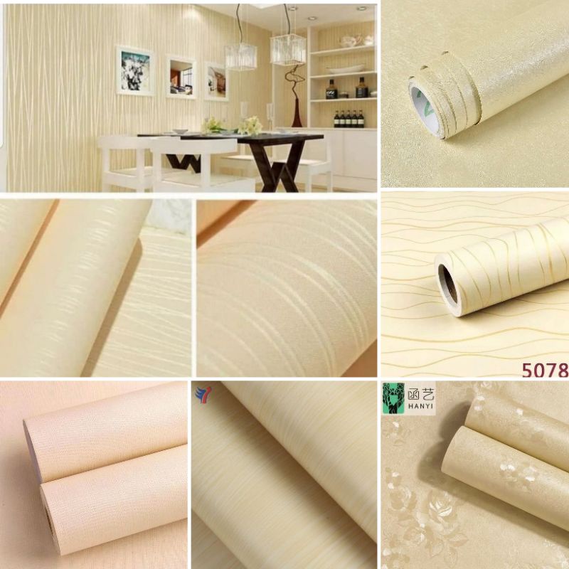 Wallpaper Sticker Dinding Krem Salur Krem Pastel Krem Bunga Krem Abstrak Krem Salur UlirTimbul Wallp
