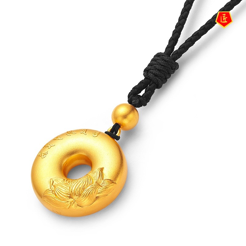 [Ready Stock]Ancient Rhyme Gold Six Words Mantra Lotus Safety Buckle Pendant