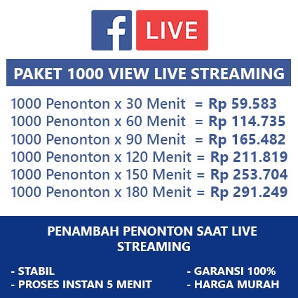 Live Streaming View Penonton Indonesia Facebook (Paket 1000 MURAH)