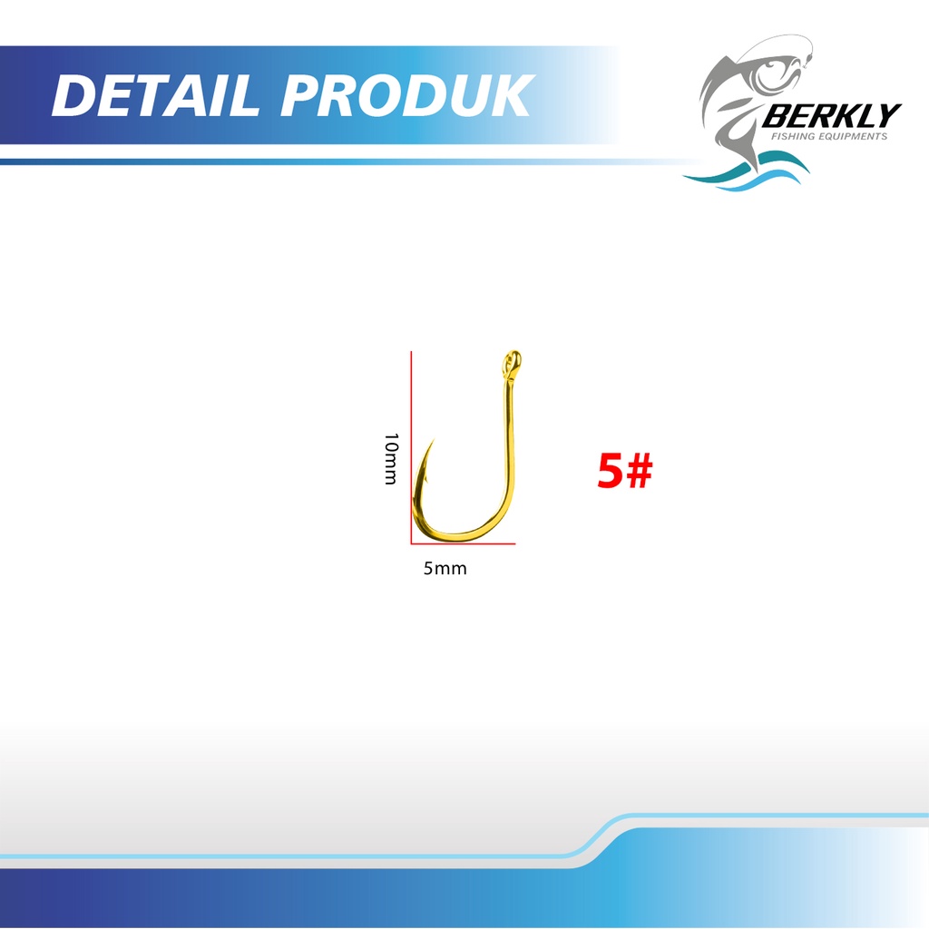 BERKLY Kail Pancing Gold 25 pcs High Carbon Steel Barbed Fishing Hook Tackle Kail GFYD-GFYDGOLD 5#